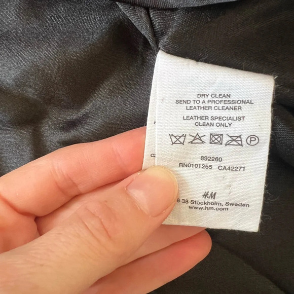 H+M Genuine Leather Button Up Coat | Size 6 - Picture 5 of 5